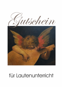 Gutschein für Lautenunterricht Motiv 2: Schlafender Engel auf Laute